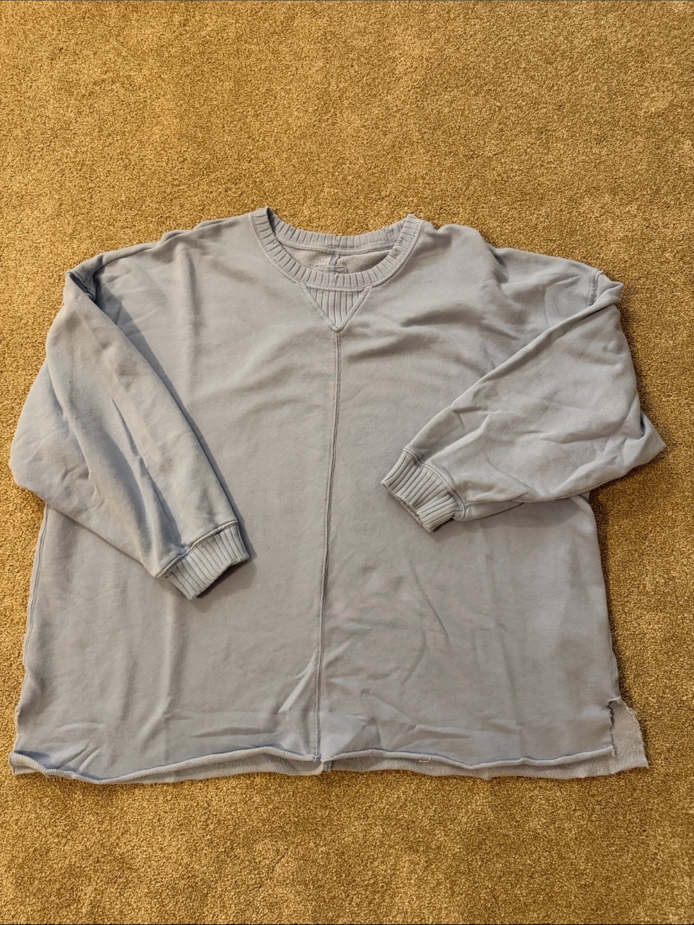 Aerie rolled hem light blue sweatshirt, size large